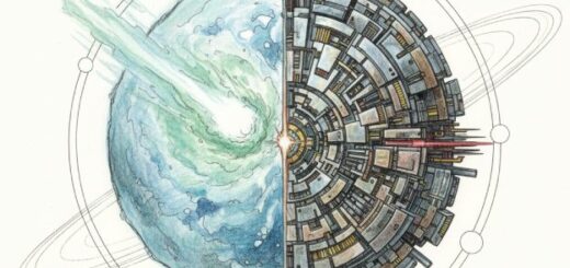 A colored pencil sketch illustration depicting the interstellar object 3I/ATLAS (C/2019 Q4).